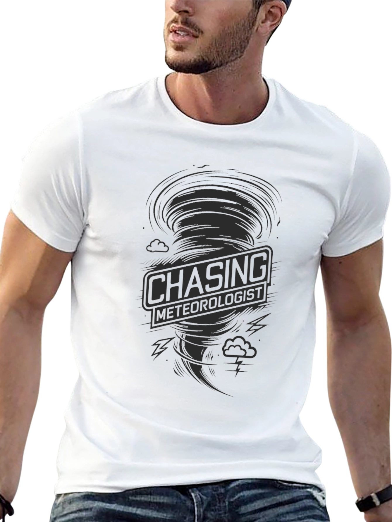 Chasing Meteorologist Black Graphic T-Shirt