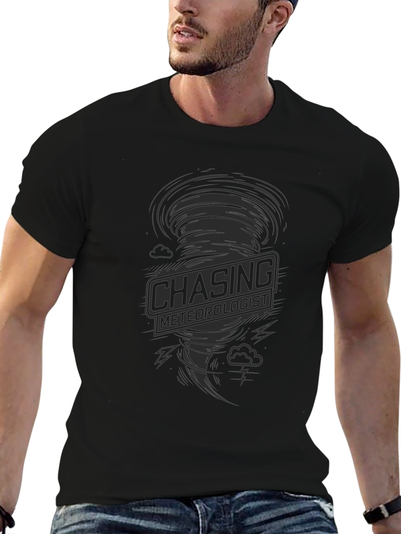 Chasing Meteorologist Black Graphic T-Shirt