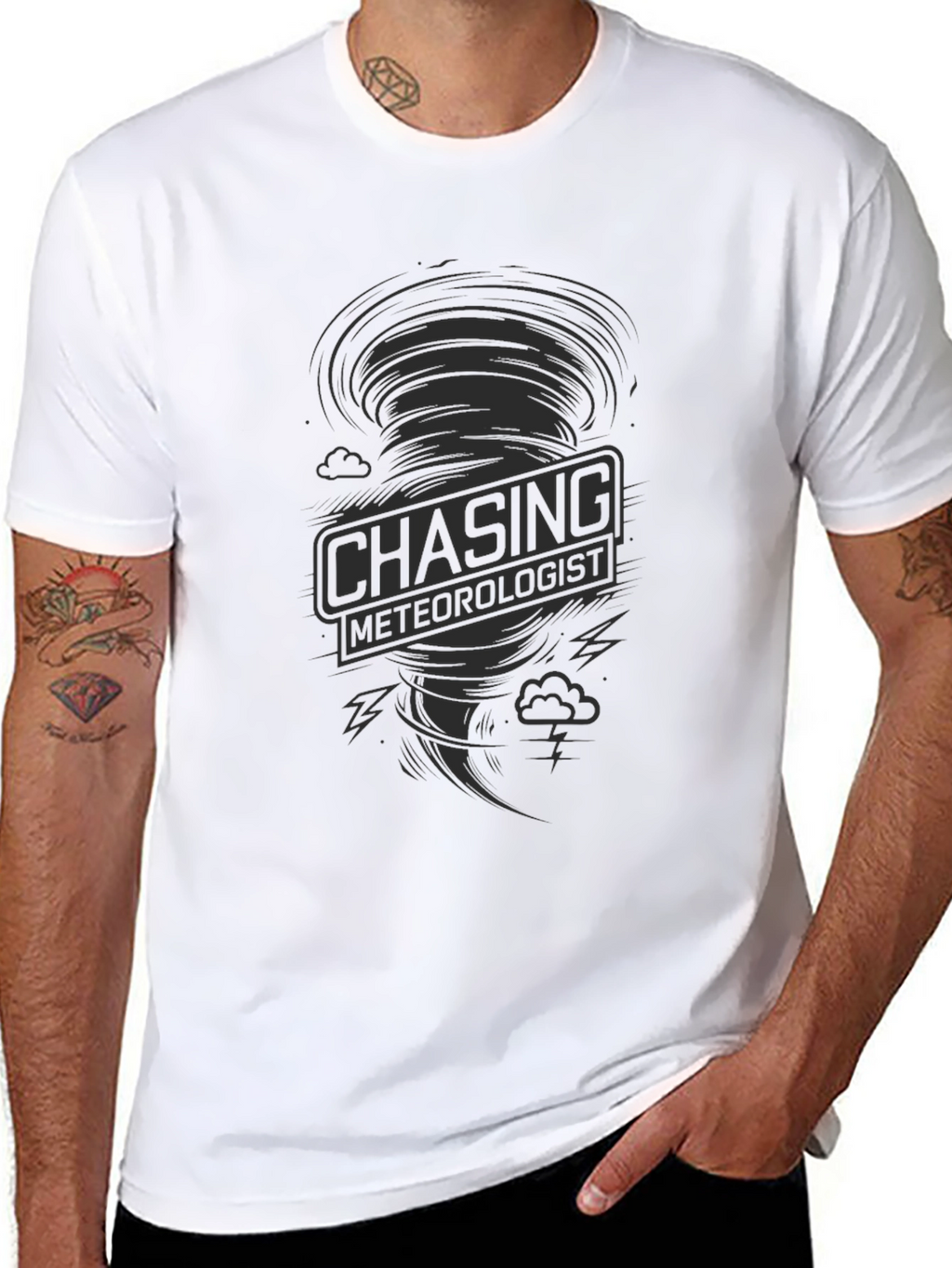 Chasing Meteorologist Black Graphic T-Shirt