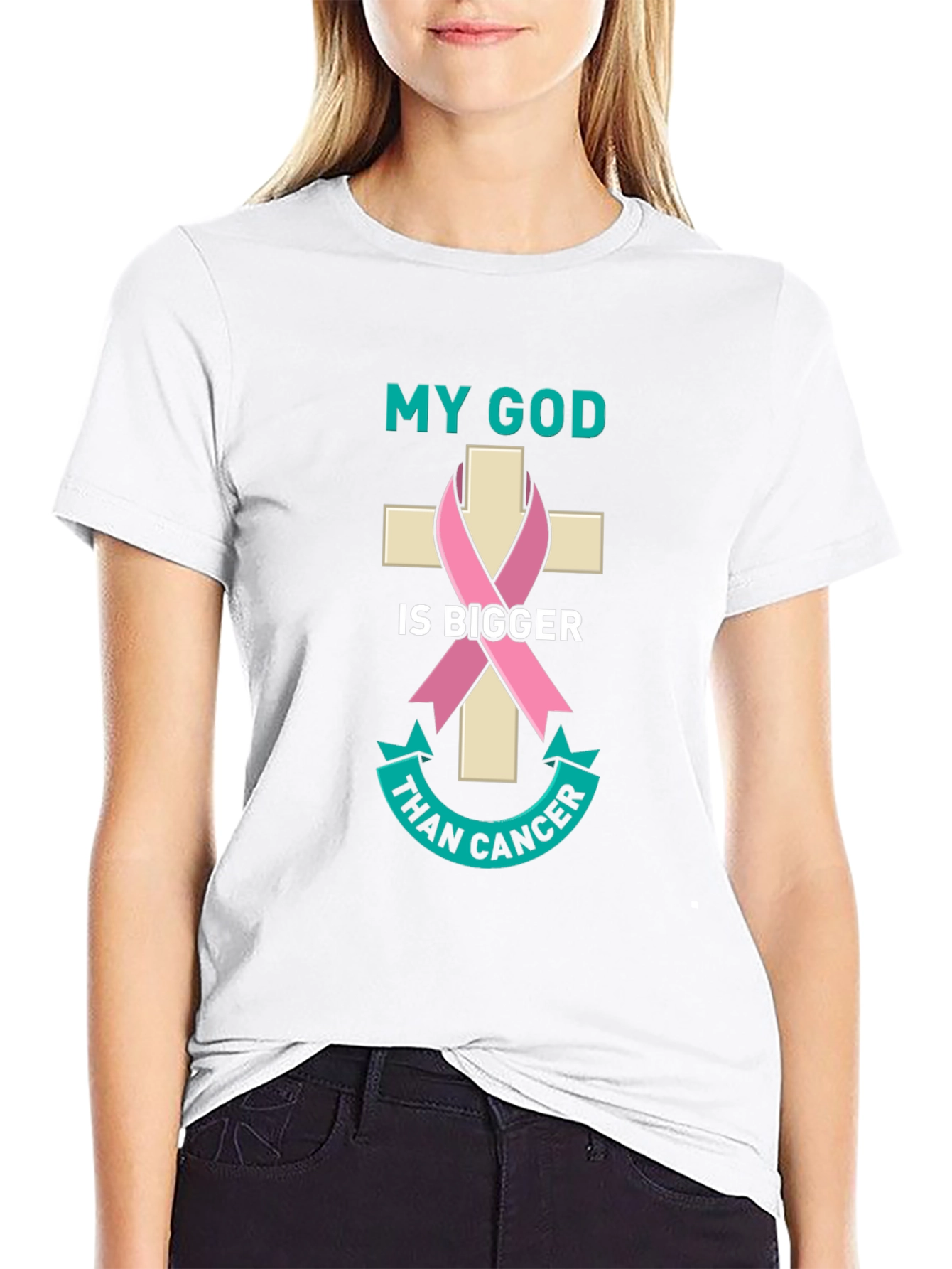 My God is Bigger Than Cancer Awareness T-Shirt