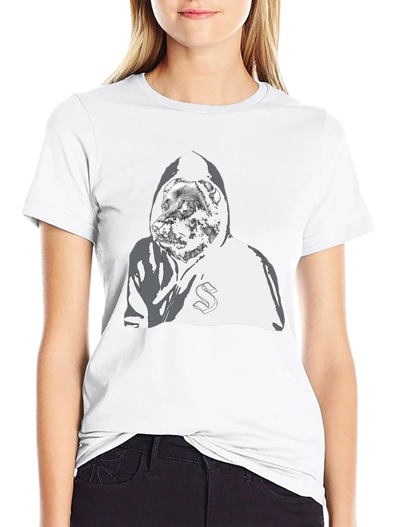 Hoodie Wearing Dog Graphic T-Shirt