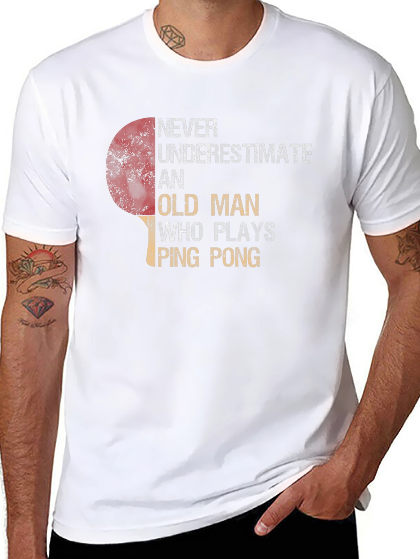 Never Underestimate Old Man Ping Pong T-Shirt