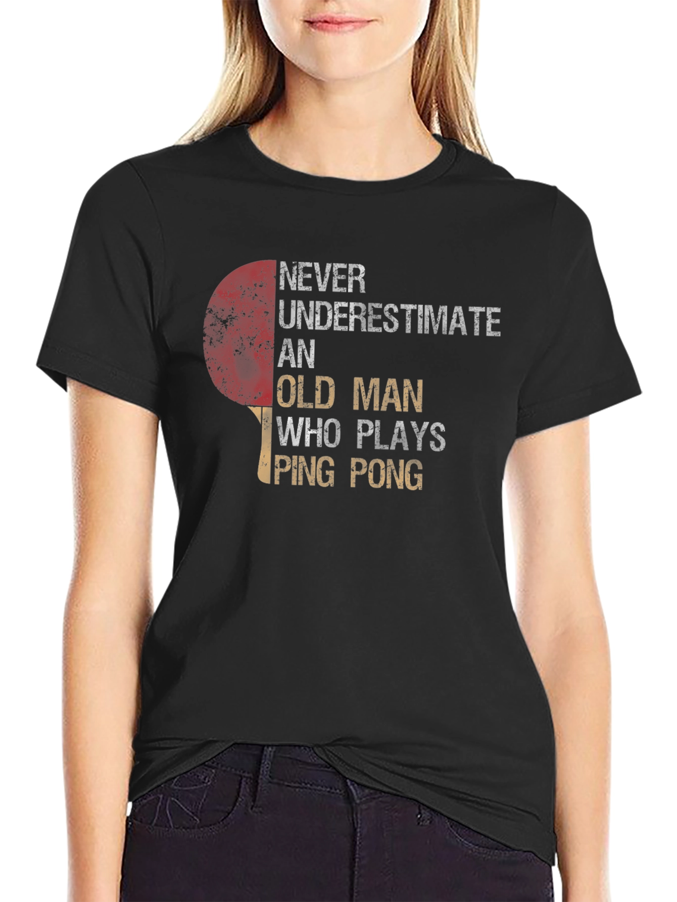 Never Underestimate Old Man Ping Pong T-Shirt