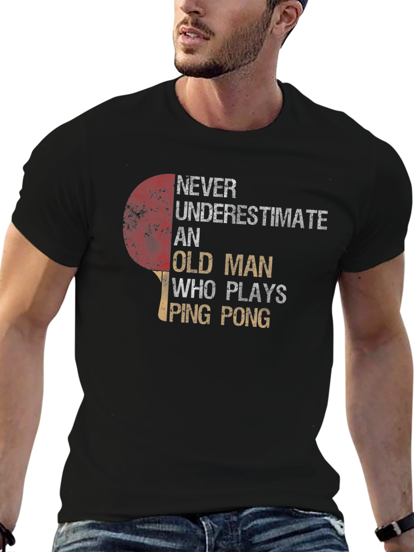 Never Underestimate Old Man Ping Pong T-Shirt