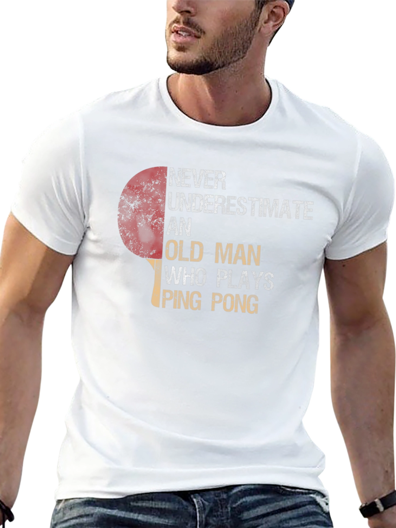 Never Underestimate Old Man Ping Pong T-Shirt
