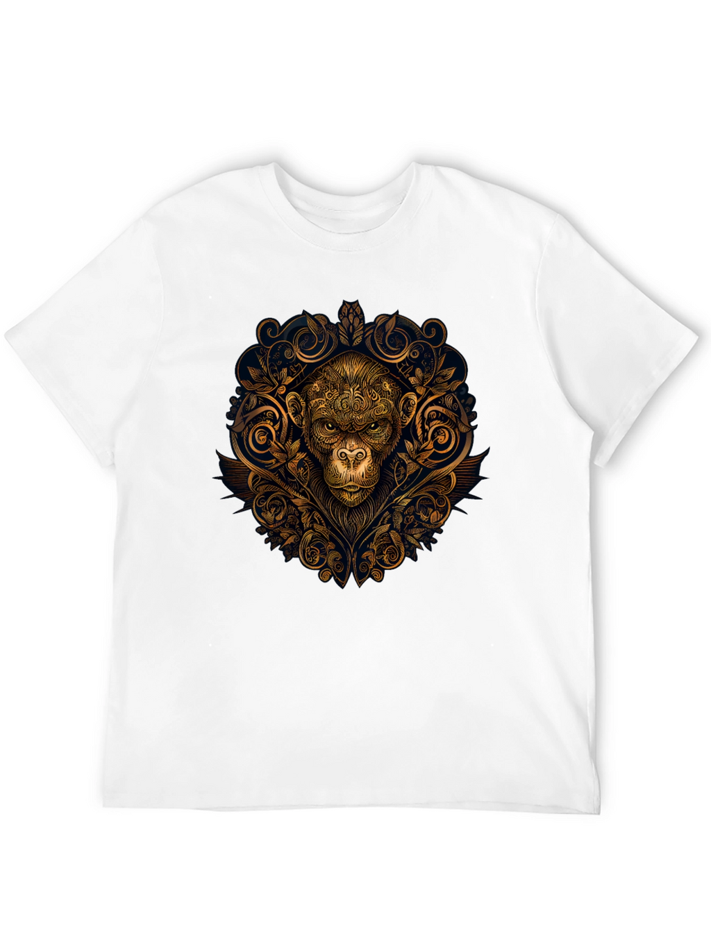 Ornate Monkey Graphic Black T-Shirt