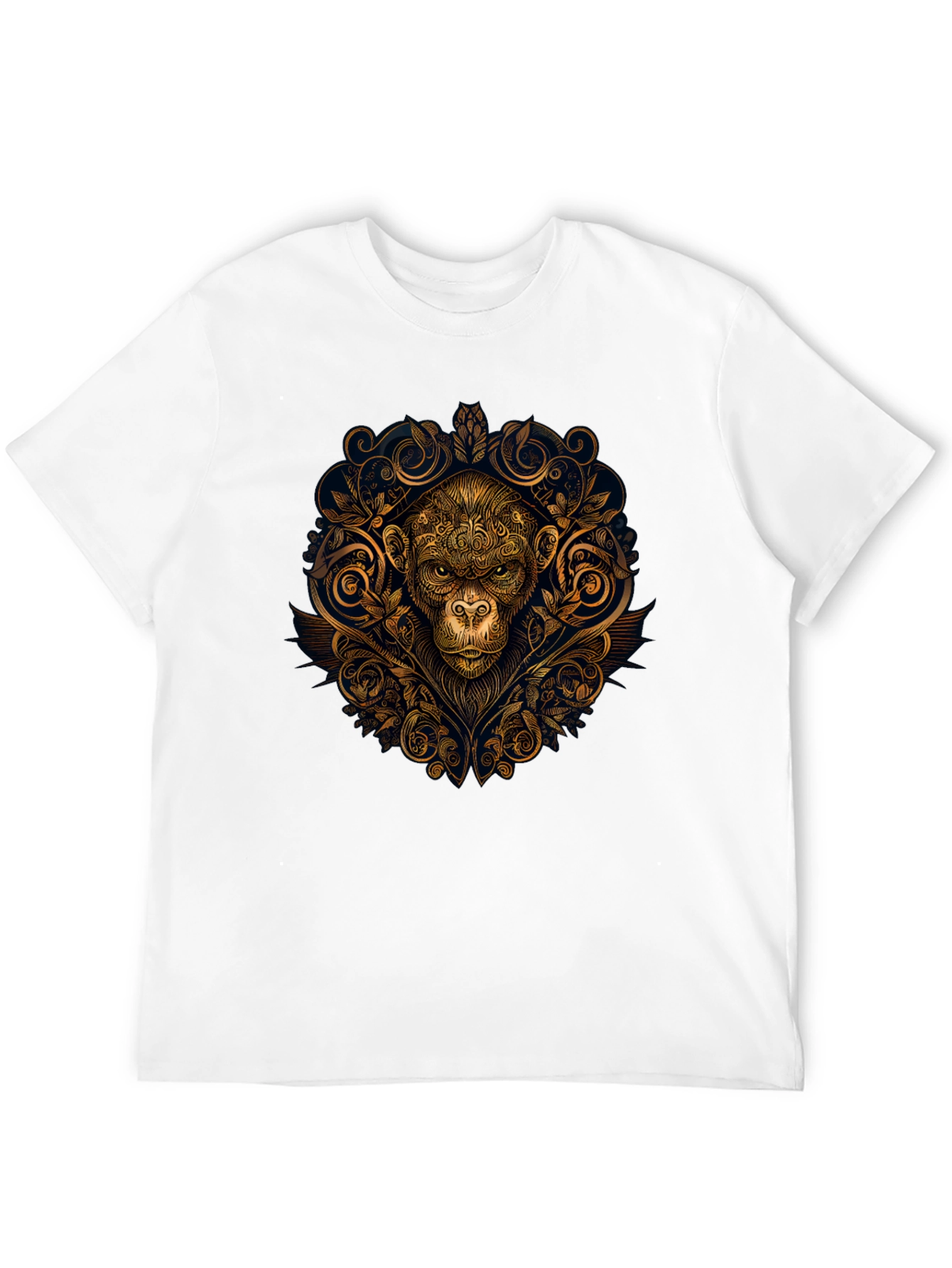 Ornate Monkey Graphic Black T-Shirt