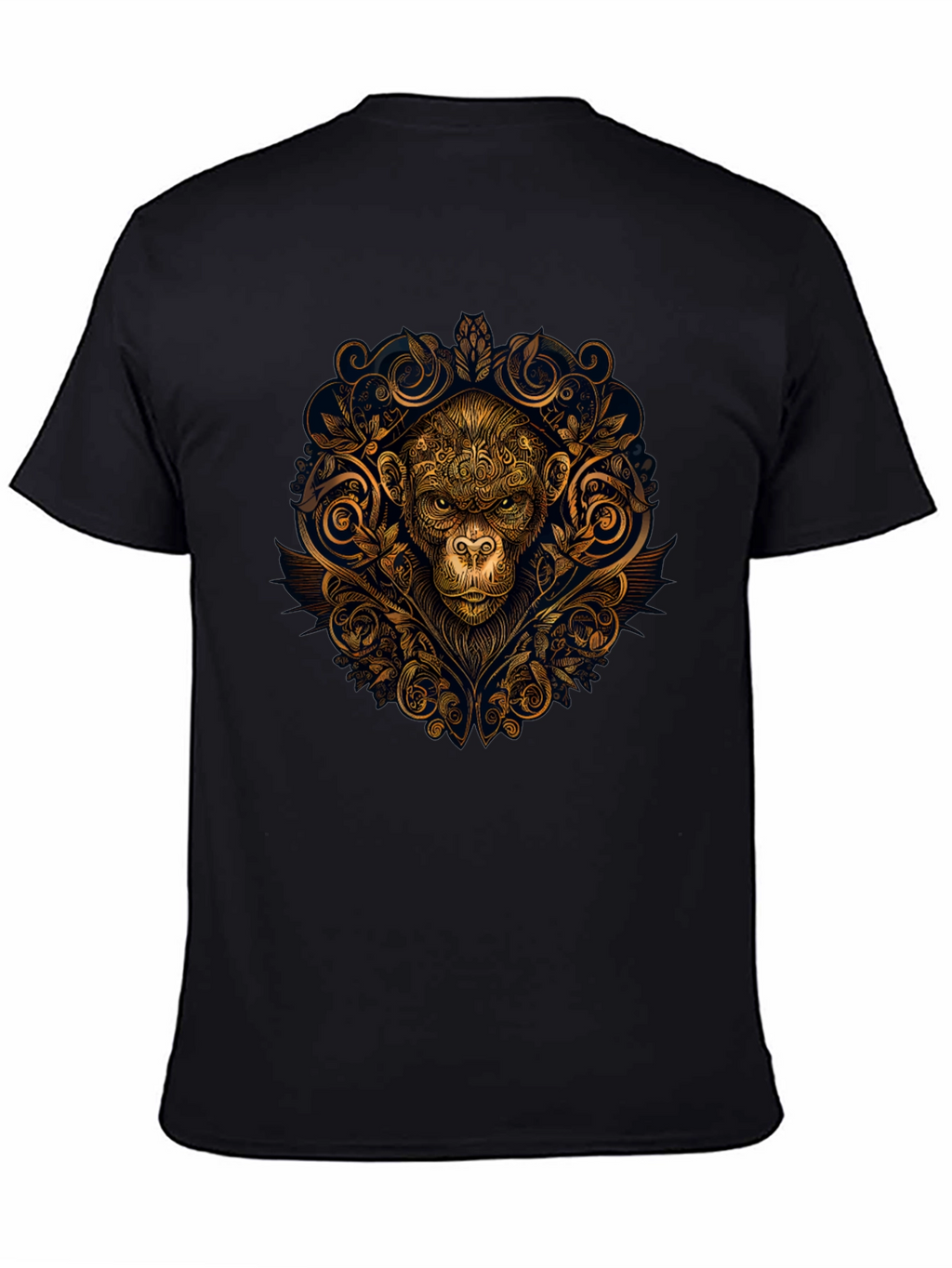 Ornate Monkey Graphic Black T-Shirt
