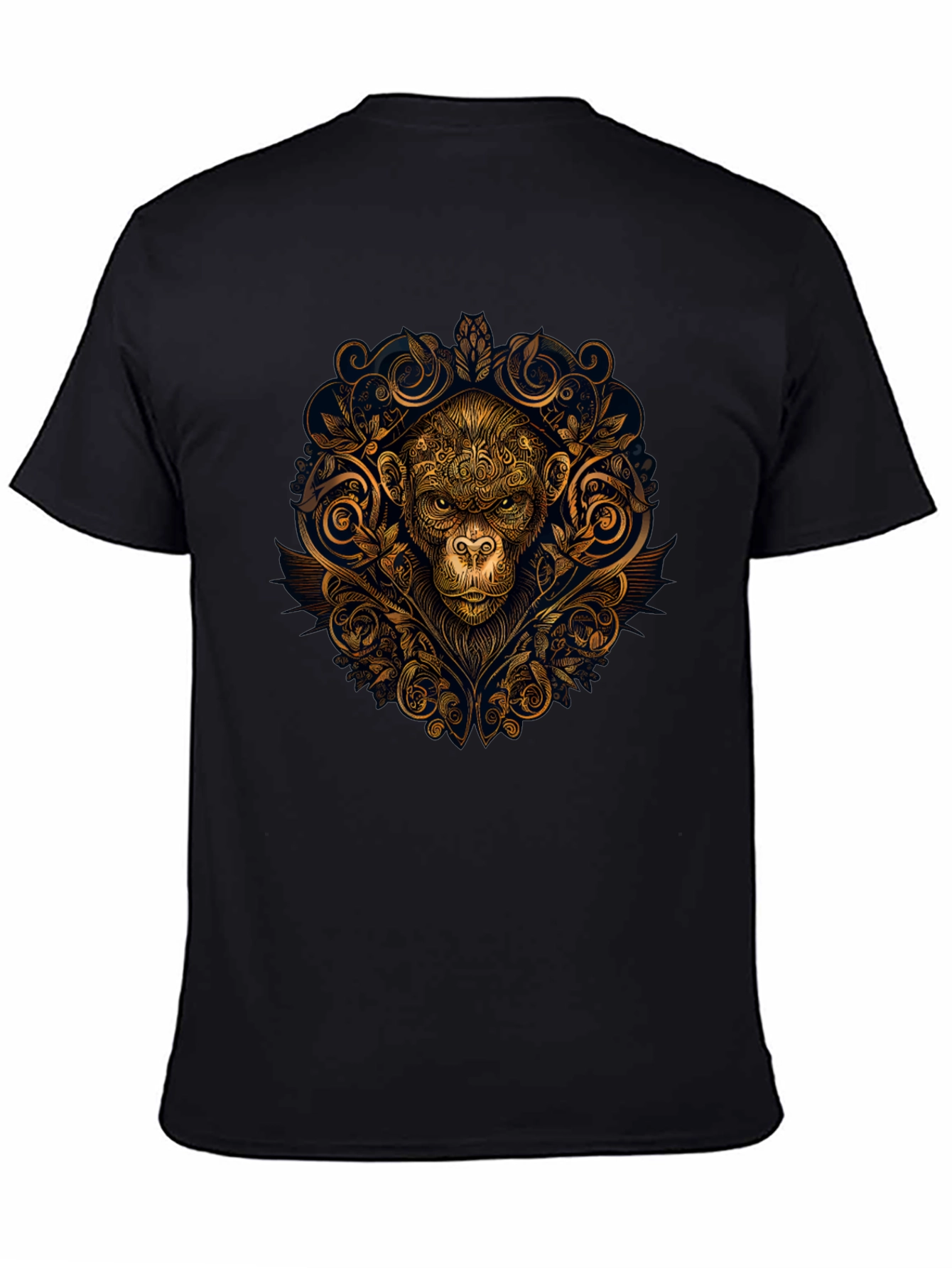 Ornate Monkey Graphic Black T-Shirt