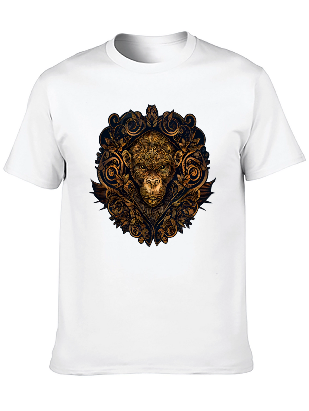 Ornate Monkey Graphic Black T-Shirt