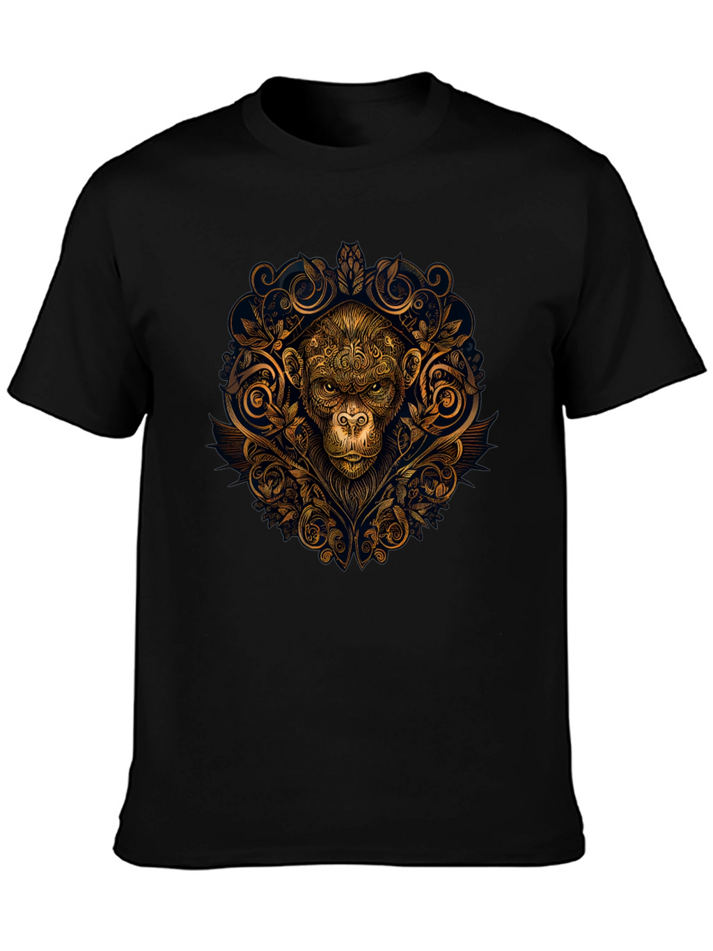 Ornate Monkey Graphic Black T-Shirt