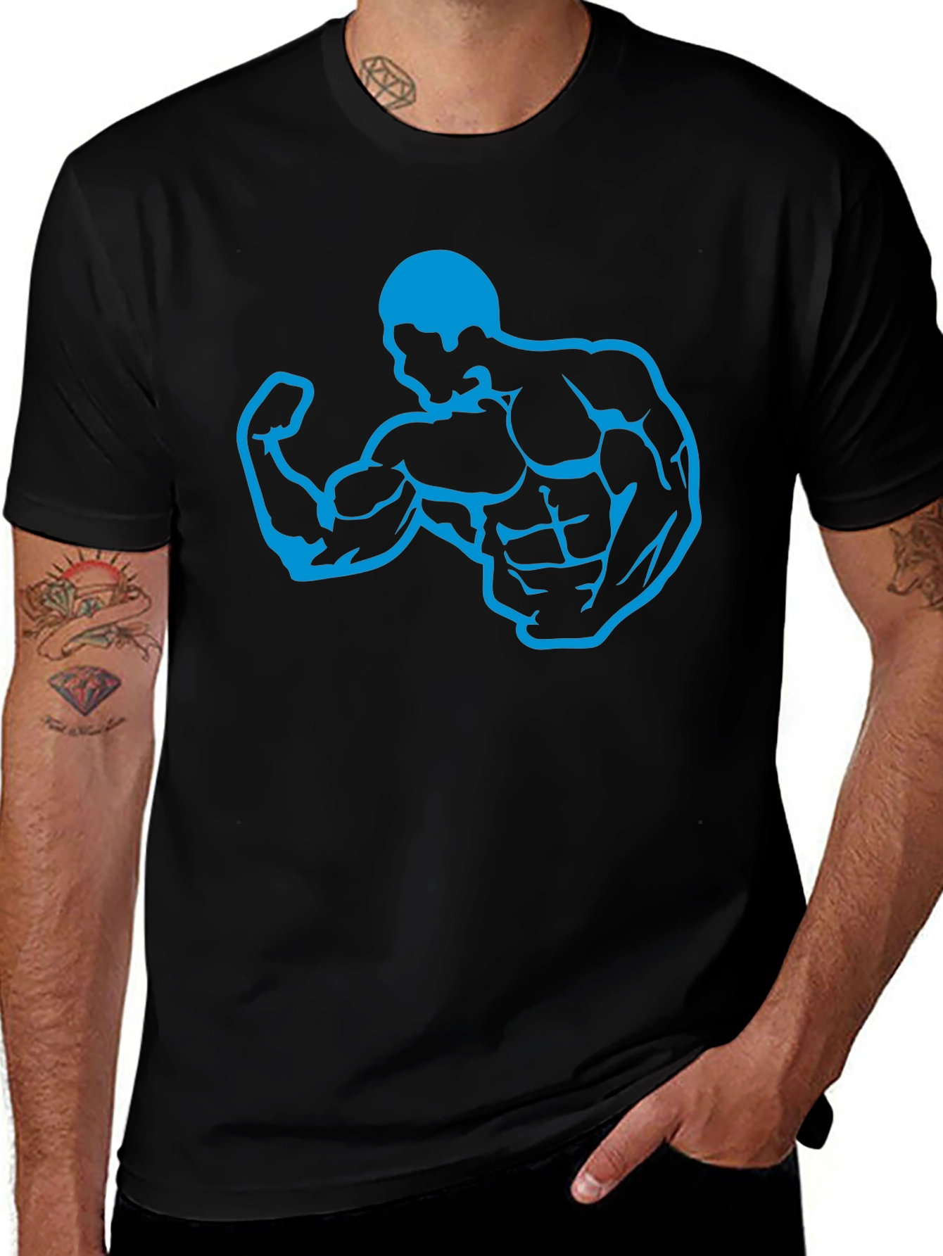 Muscle Man Graphic T-Shirt - Black