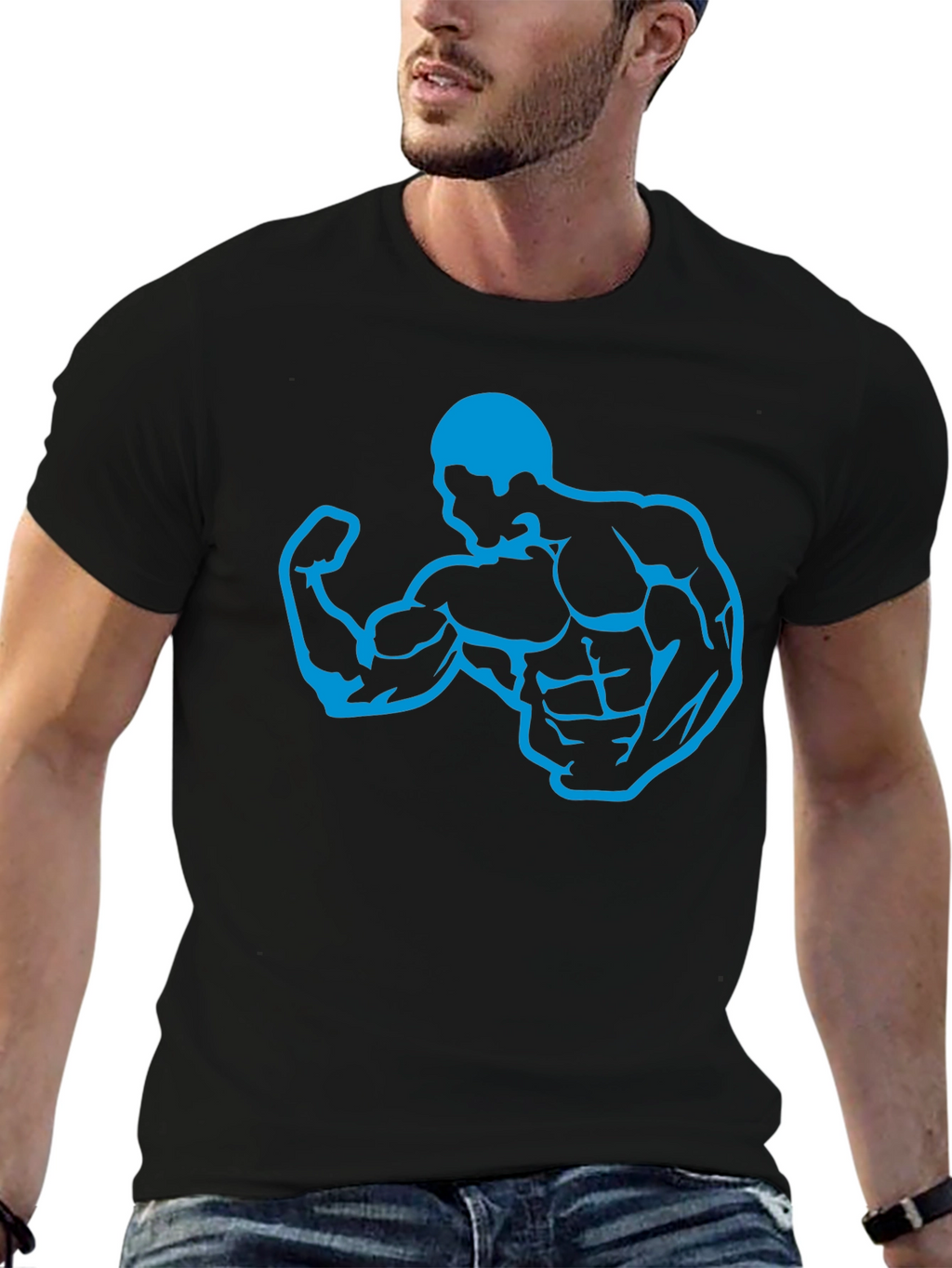 Muscle Man Graphic T-Shirt - Black