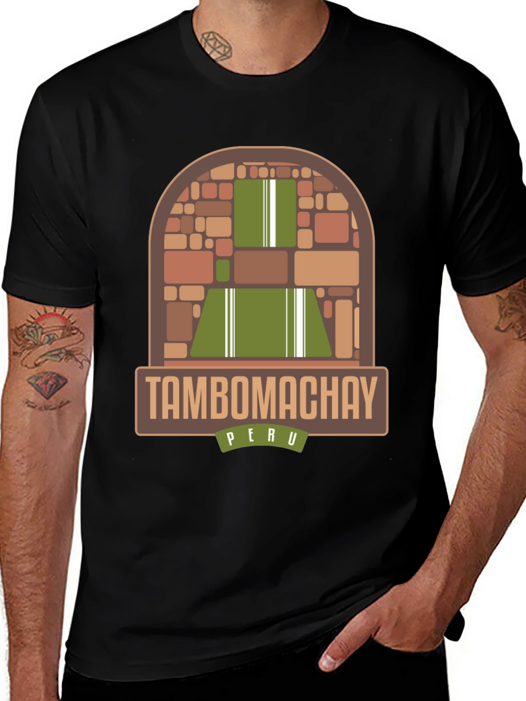 Tambo Machay Peru Graphic Tee - Black Cotton T-Shirt