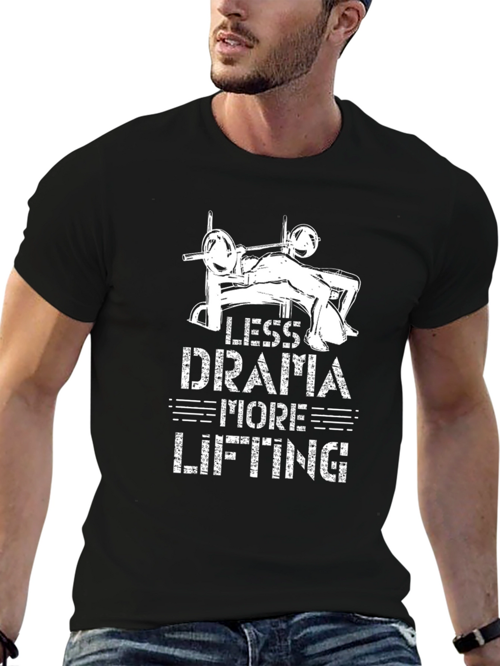 Less Drama More Lifting Black Graphic Tee