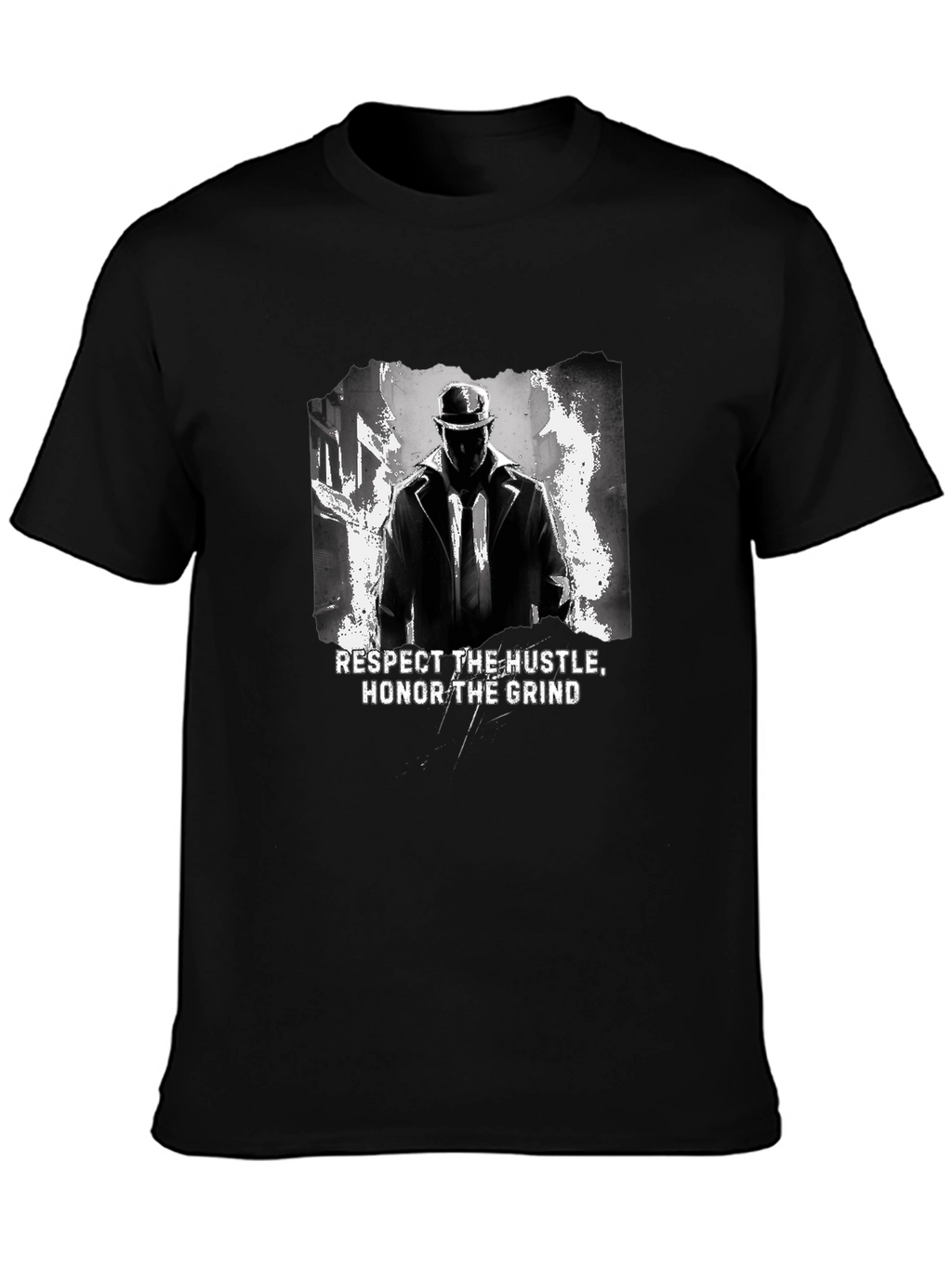 Respect the Hustle Honor Grind Black Graphic Tee