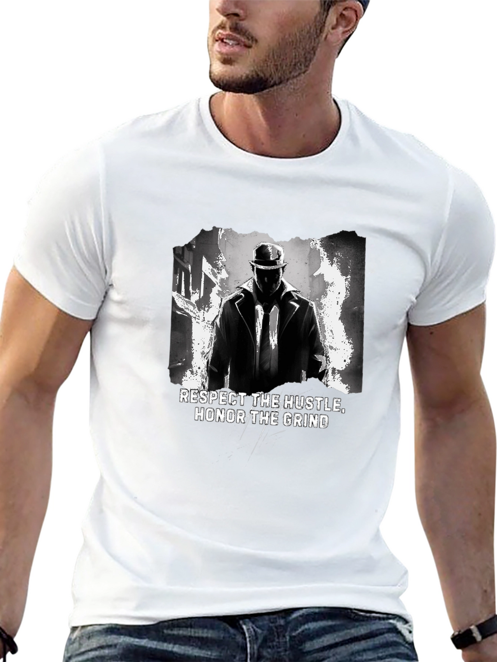 Respect the Hustle Honor Grind Black Graphic Tee
