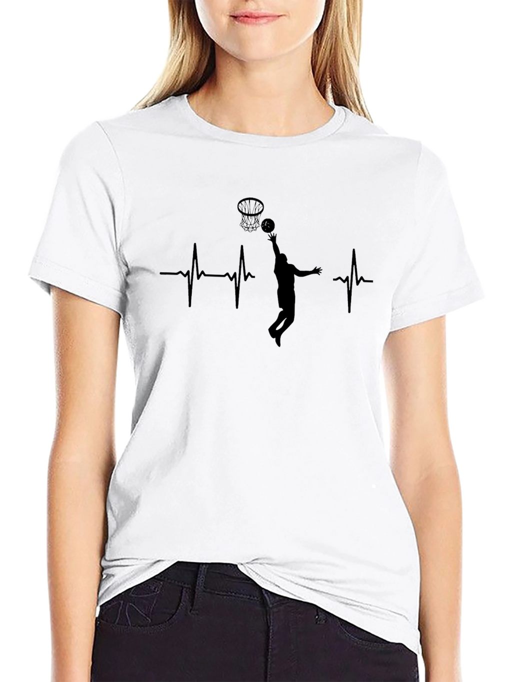 Basketball Heartbeat T-Shirt - Black Graphic Tee