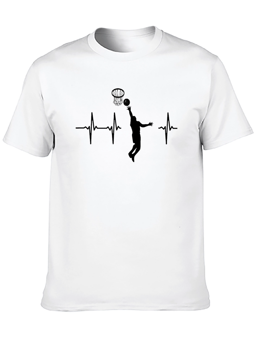 Basketball Heartbeat T-Shirt - Black Graphic Tee