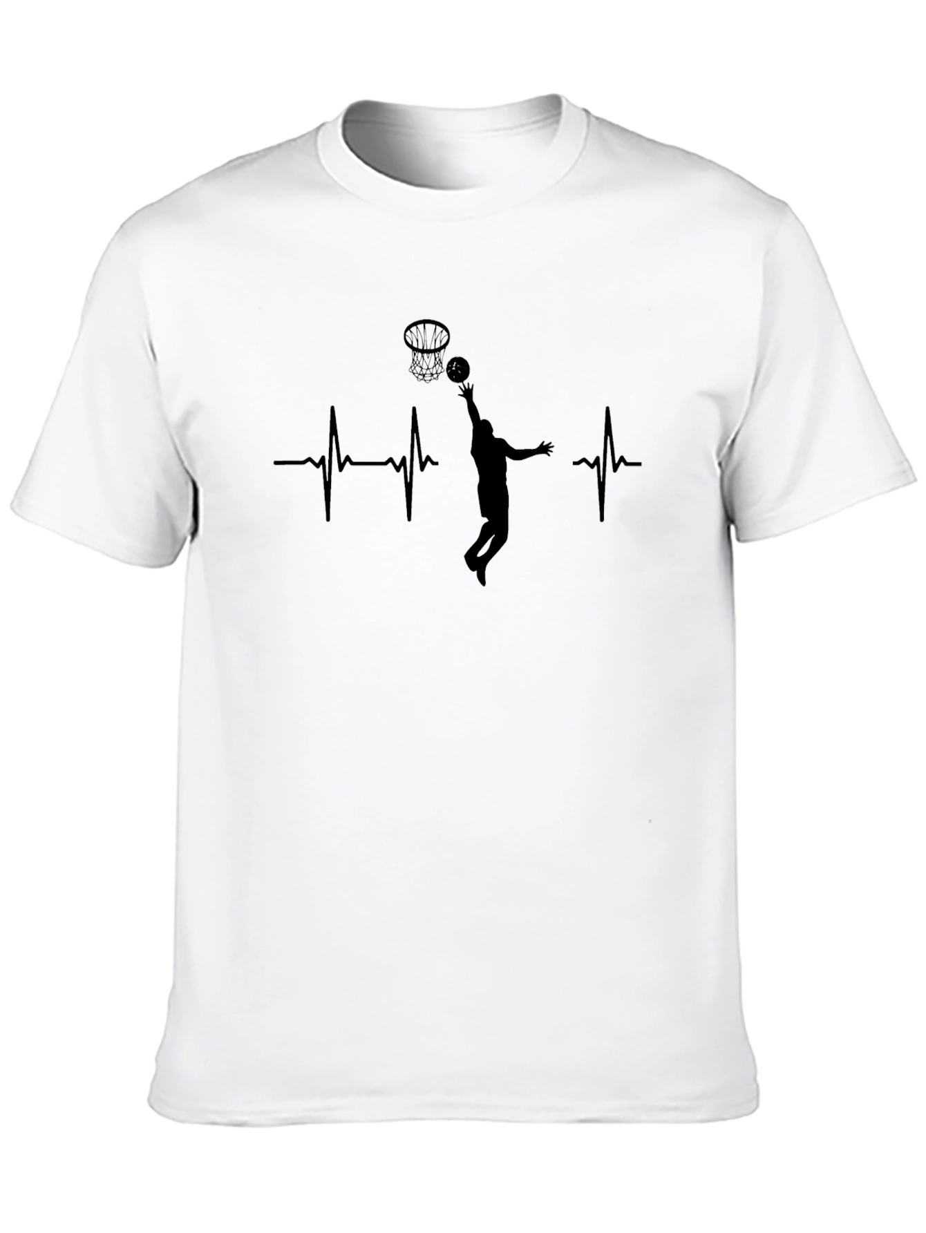 Basketball Heartbeat T-Shirt - Black Graphic Tee