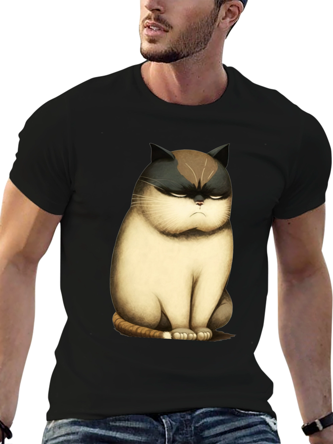 Grumpy Cat T-Shirt - Funny Cartoon Cat Tee