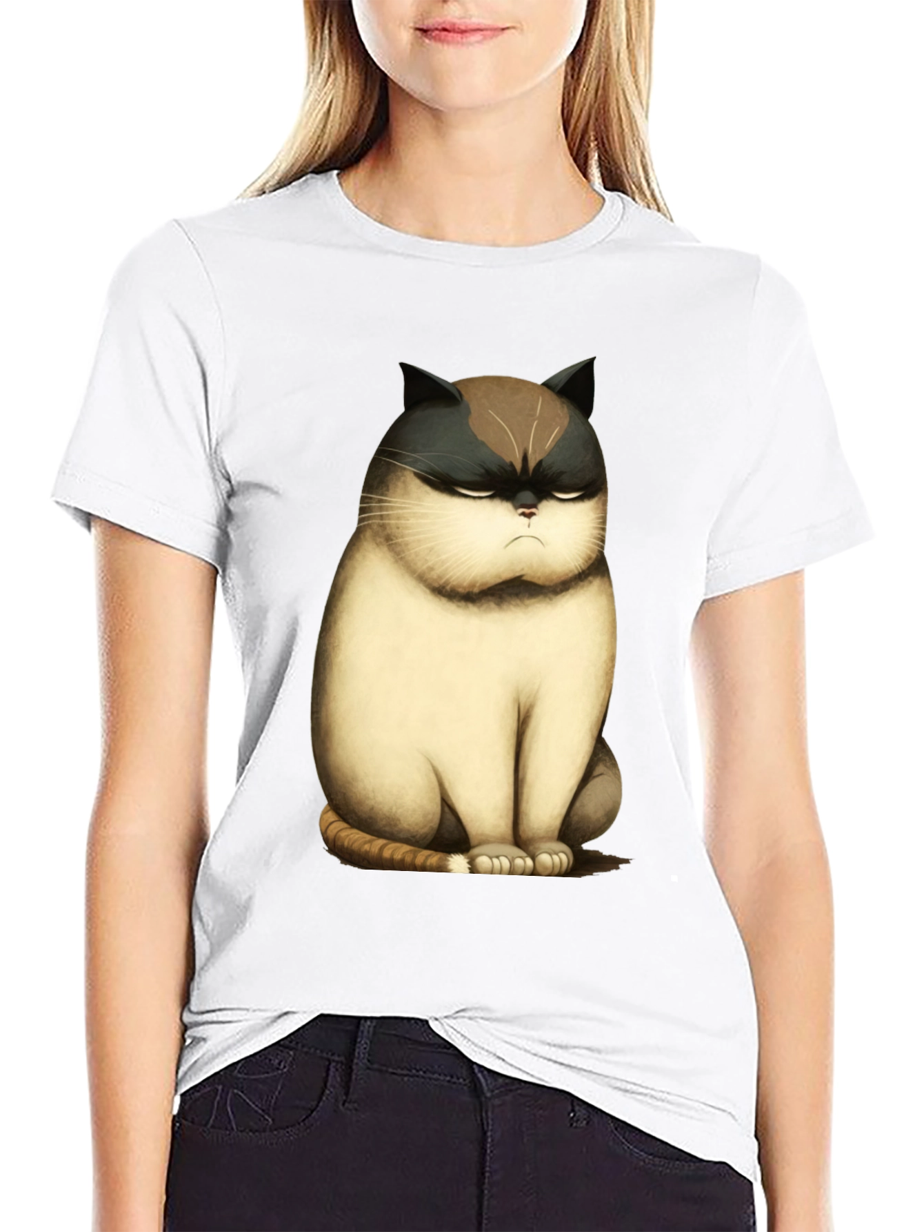 Grumpy Cat T-Shirt - Funny Cartoon Cat Tee