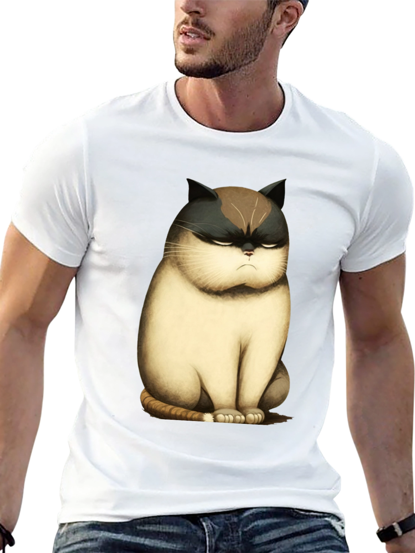 Grumpy Cat T-Shirt - Funny Cartoon Cat Tee