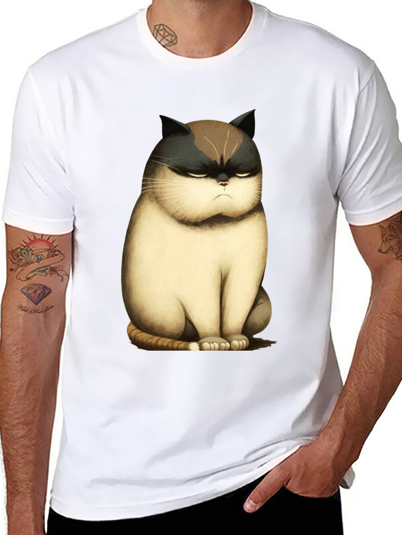 Grumpy Cat T-Shirt - Funny Cartoon Cat Tee