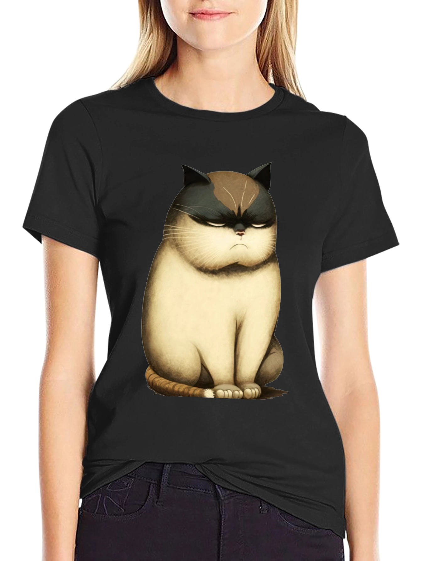 Grumpy Cat T-Shirt - Funny Cartoon Cat Tee