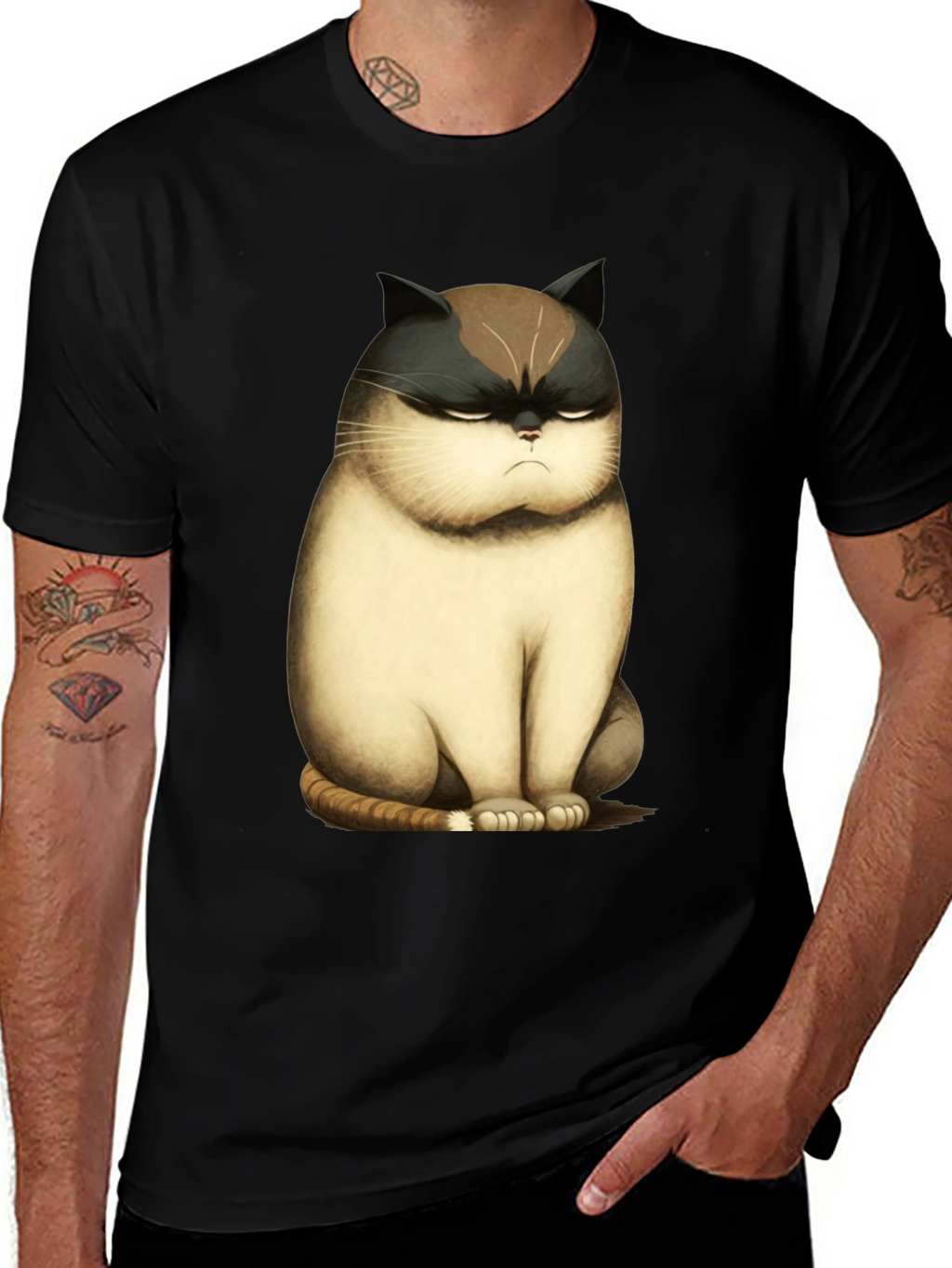 Grumpy Cat T-Shirt - Funny Cartoon Cat Tee