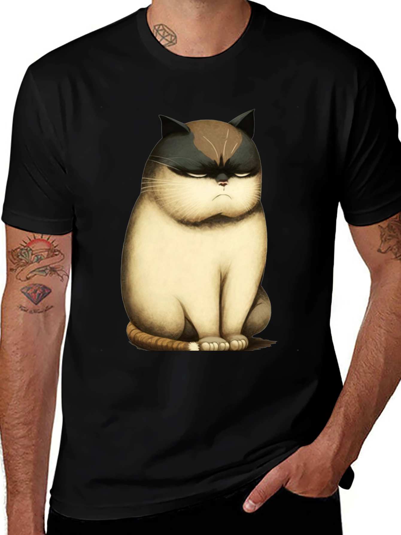 Grumpy Cat T-Shirt - Funny Cartoon Cat Tee