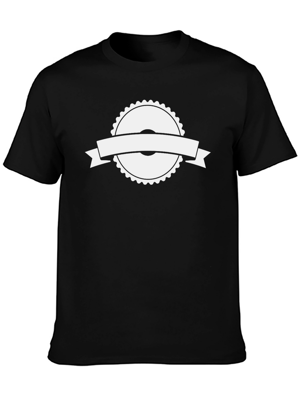 Black T-Shirt with White Ribbon Graphic