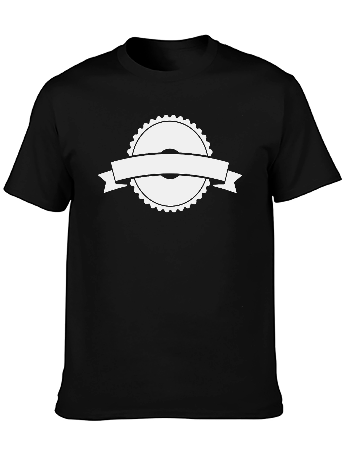 Black T-Shirt with White Ribbon Graphic