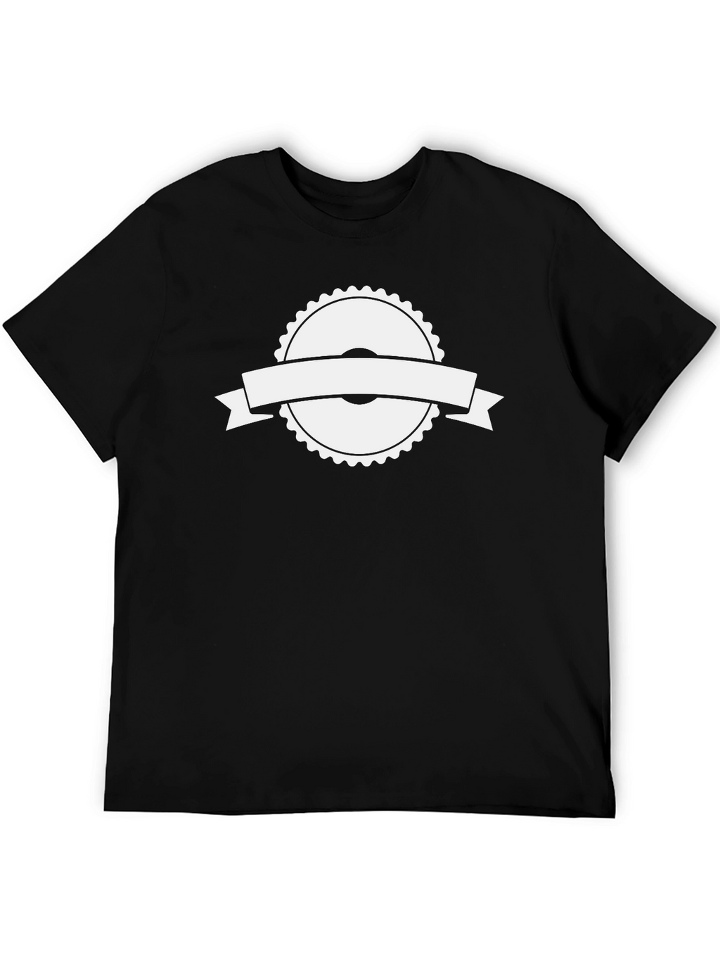 Black T-Shirt with White Ribbon Graphic