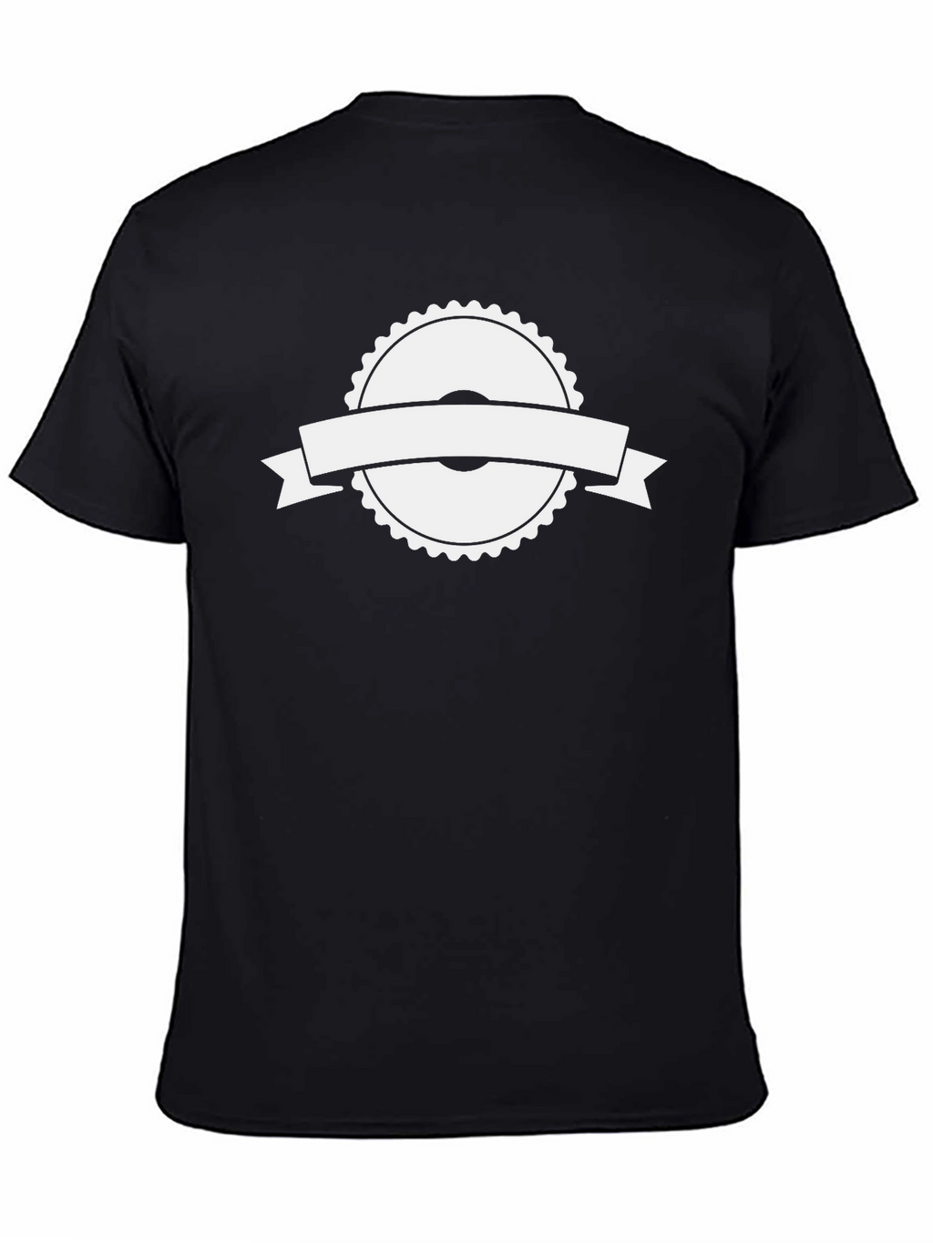 Black T-Shirt with White Ribbon Graphic