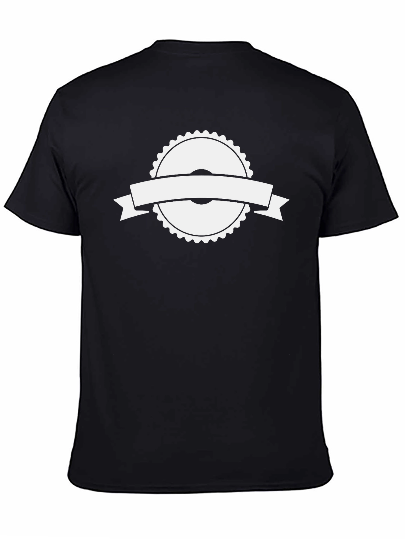 Black T-Shirt with White Ribbon Graphic
