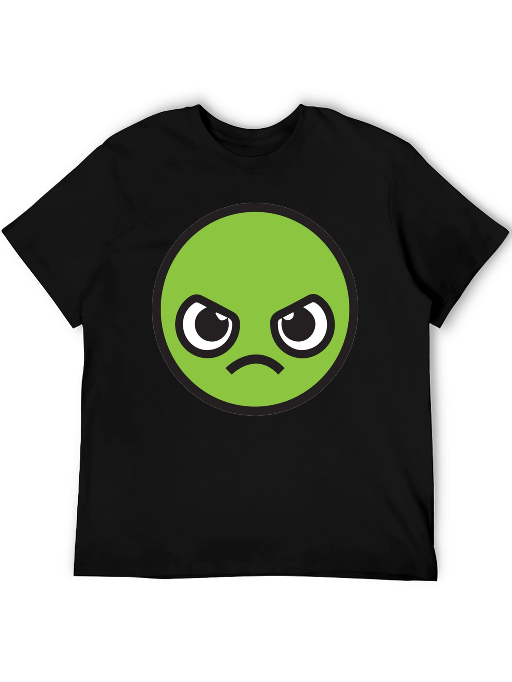 Grumpy Green Emoji T-Shirt - Unisex Black Tee