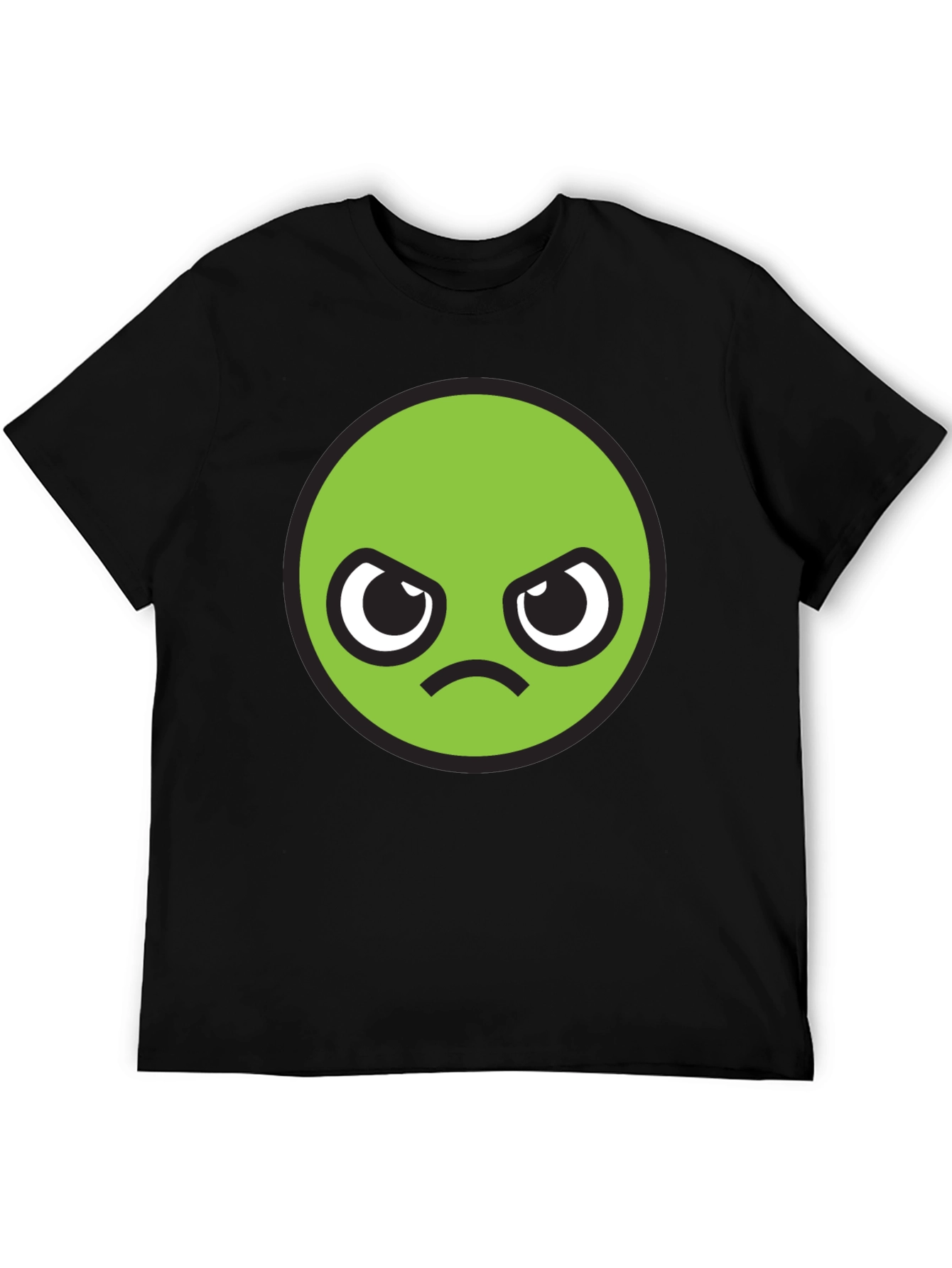 Grumpy Green Emoji T-Shirt - Unisex Black Tee