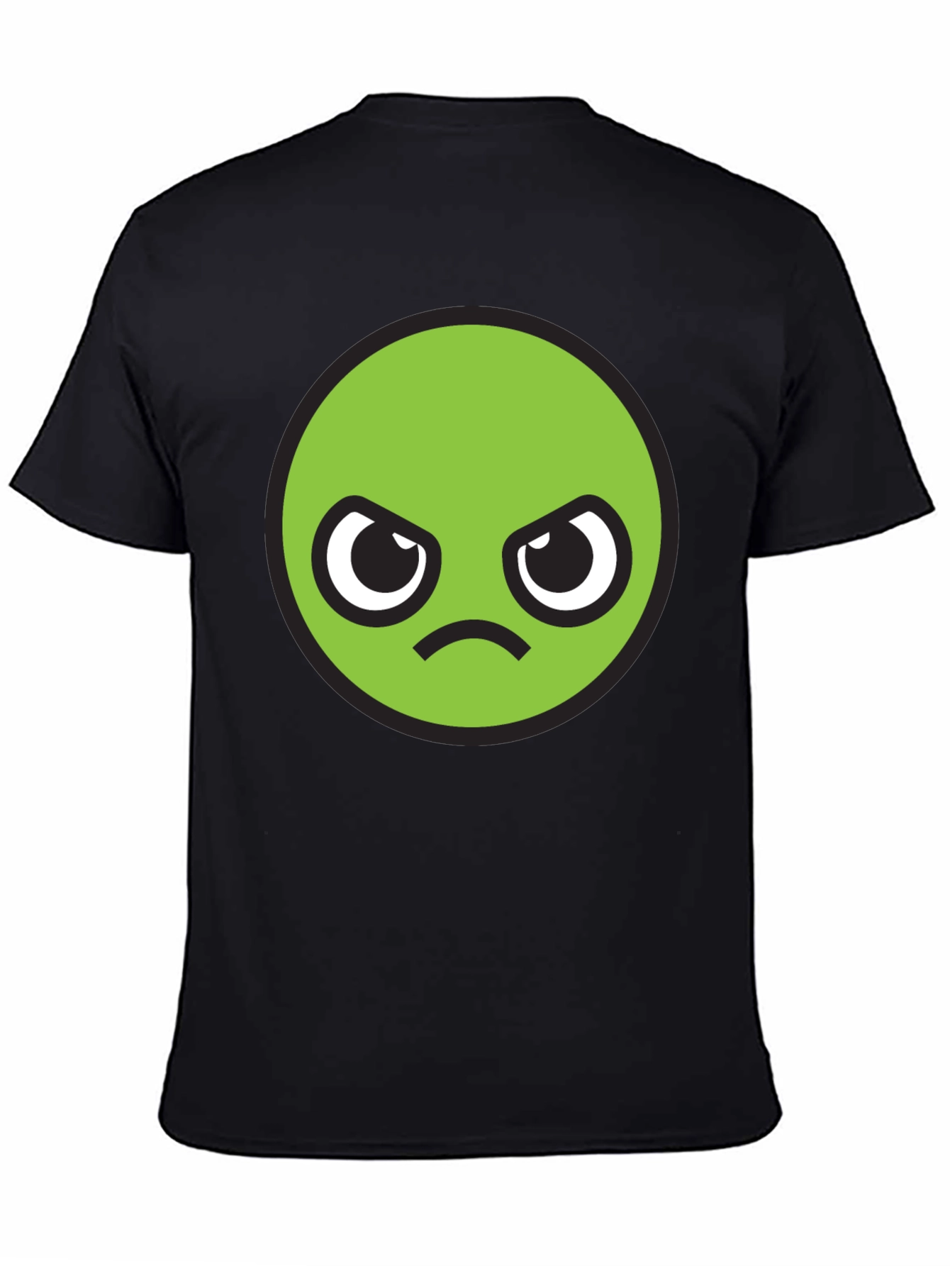 Grumpy Green Emoji T-Shirt - Unisex Black Tee