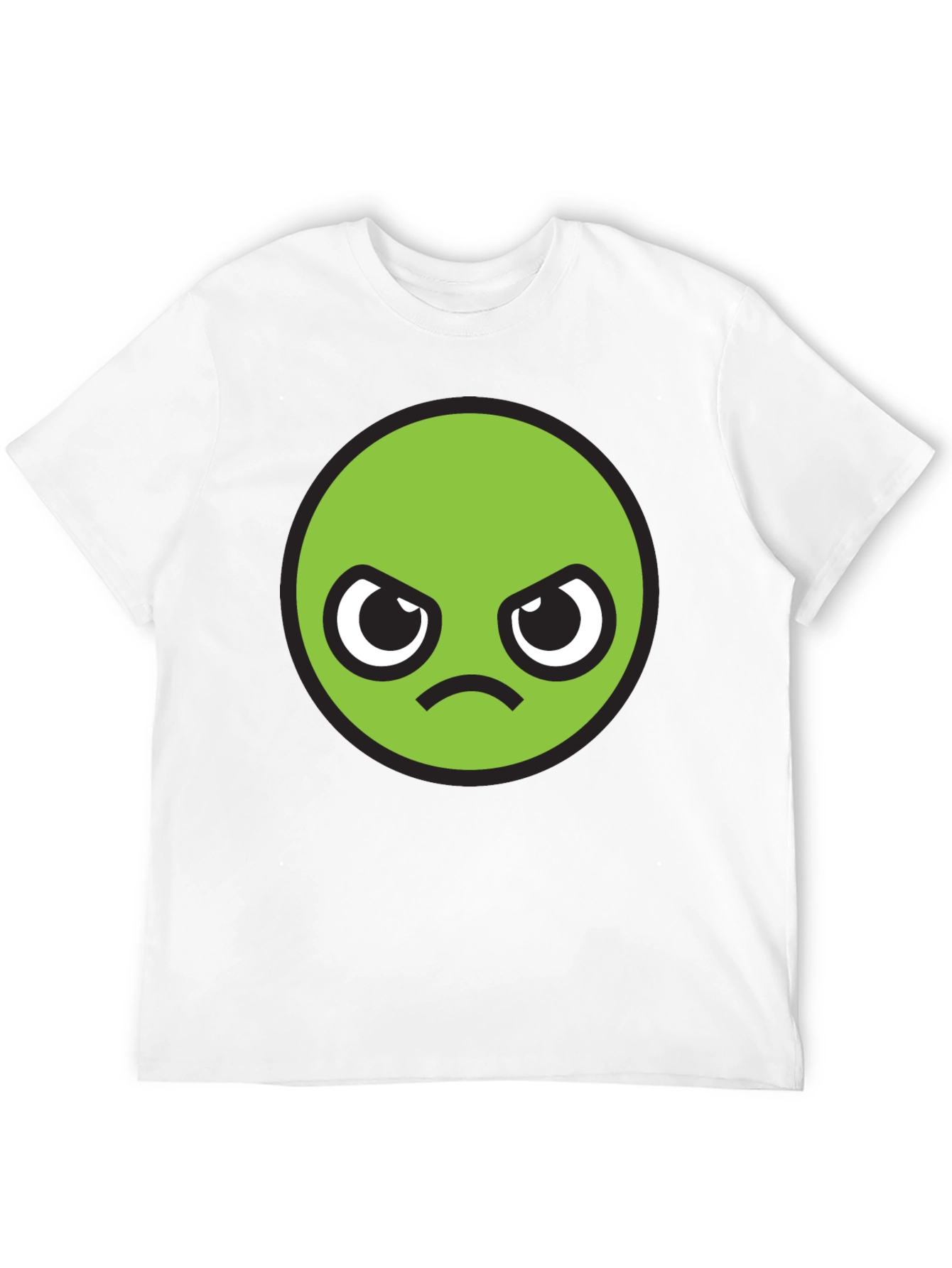 Grumpy Green Emoji T-Shirt - Unisex Black Tee