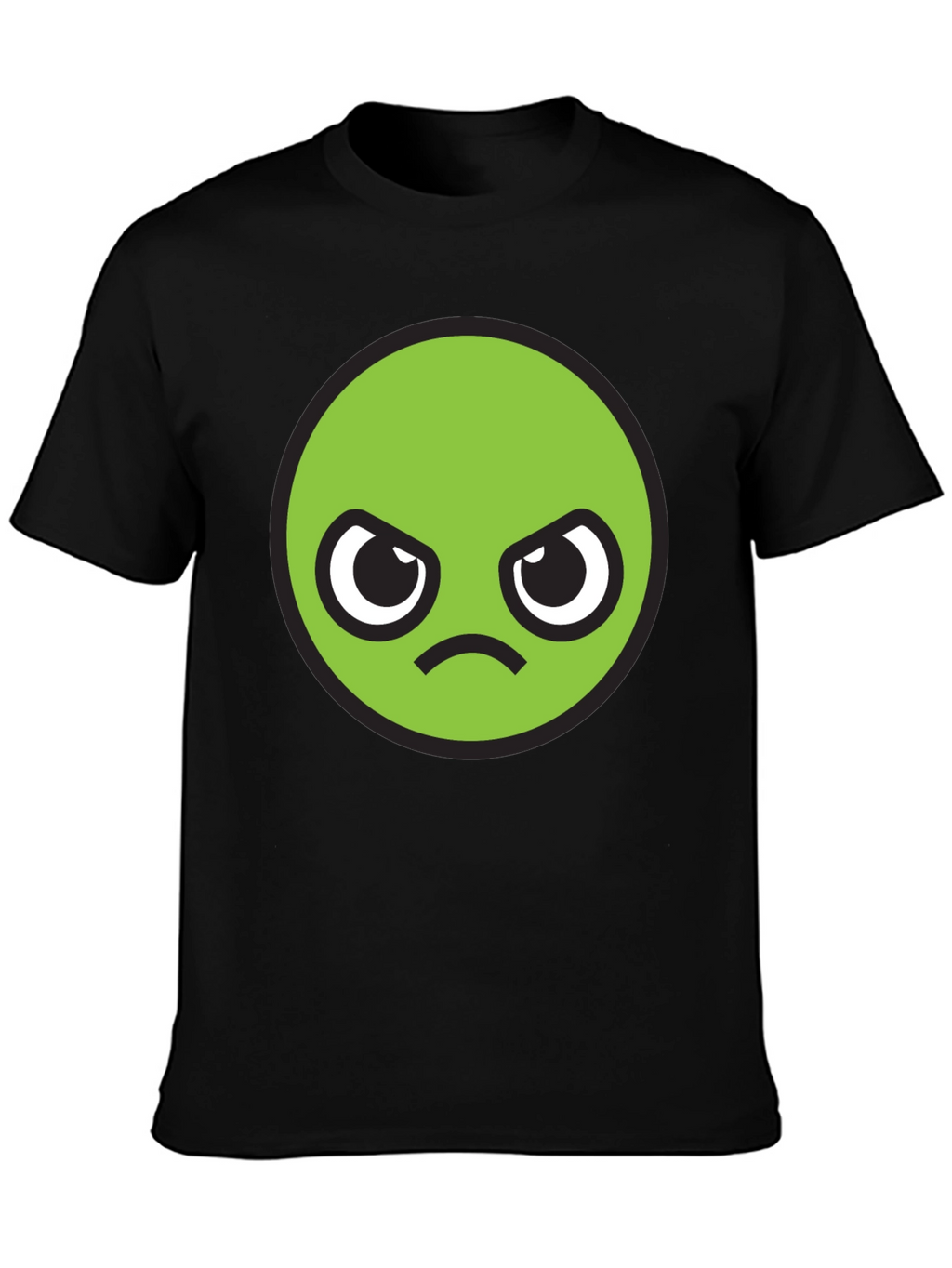 Grumpy Green Emoji T-Shirt - Unisex Black Tee