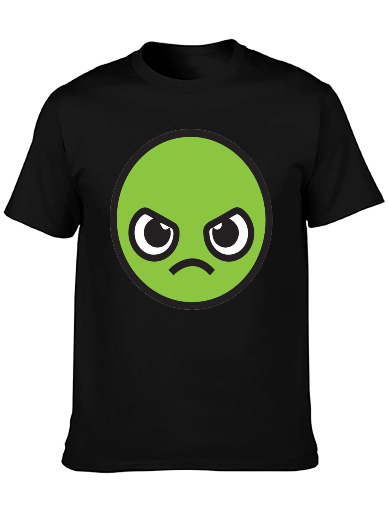 Grumpy Green Emoji T-Shirt - Unisex Black Tee
