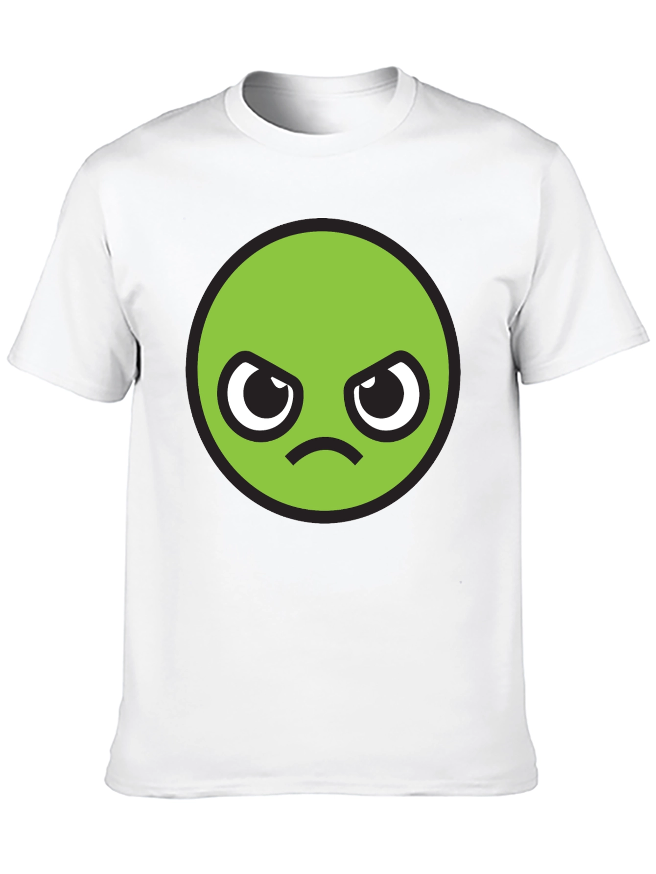 Grumpy Green Emoji T-Shirt - Unisex Black Tee