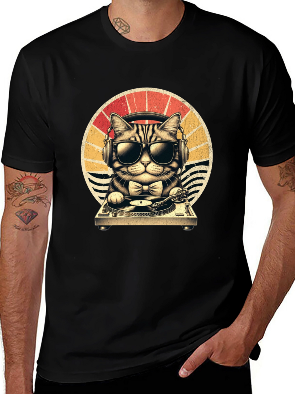 DJ Cat T-Shirt - Retro Style