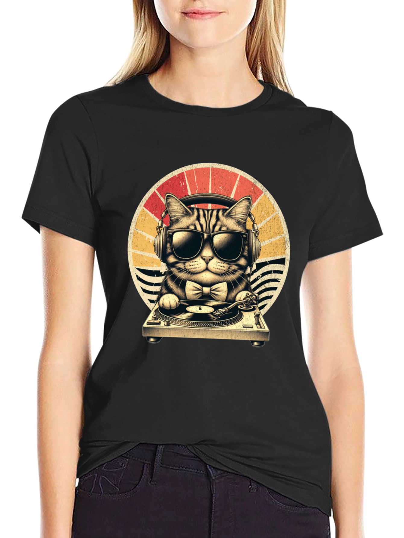 DJ Cat T-Shirt - Retro Style