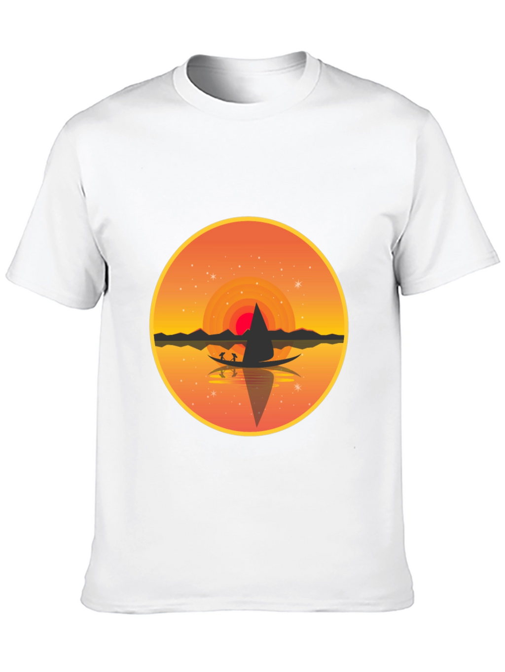Sunset Lake Graphic Tee - Black Crew Neck T-Shirt