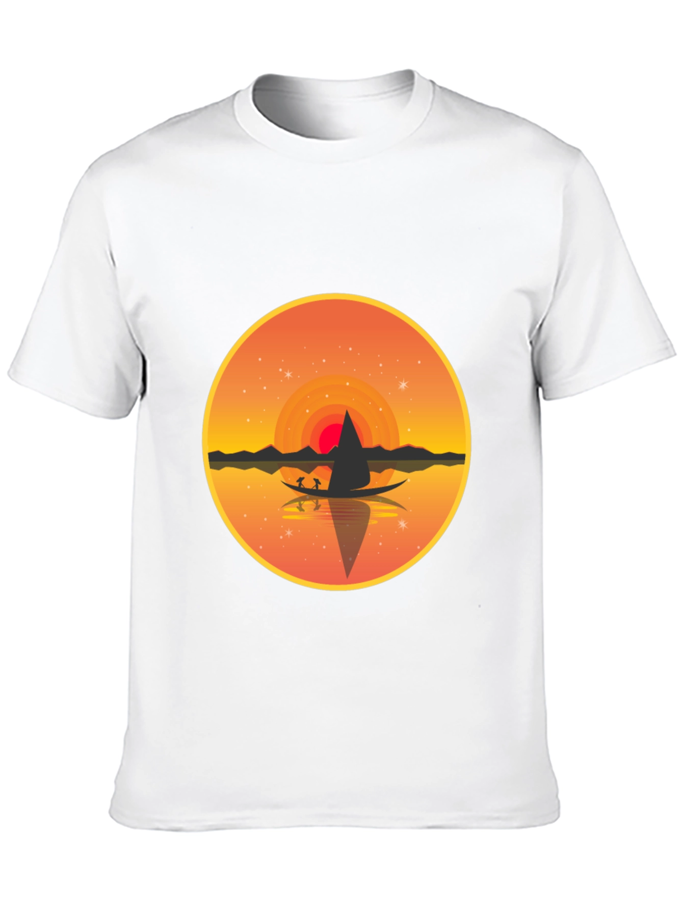 Sunset Lake Graphic Tee - Black Crew Neck T-Shirt