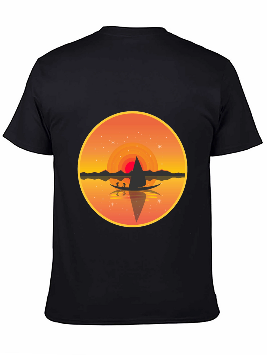 Sunset Lake Graphic Tee - Black Crew Neck T-Shirt