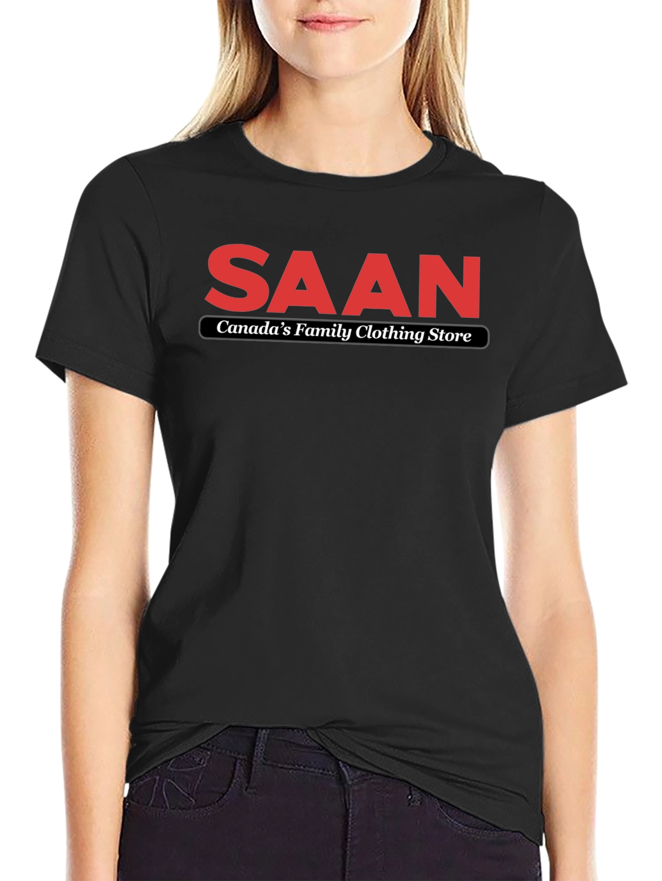 SAAN Canadas Family Clothing Store Black T-Shirt