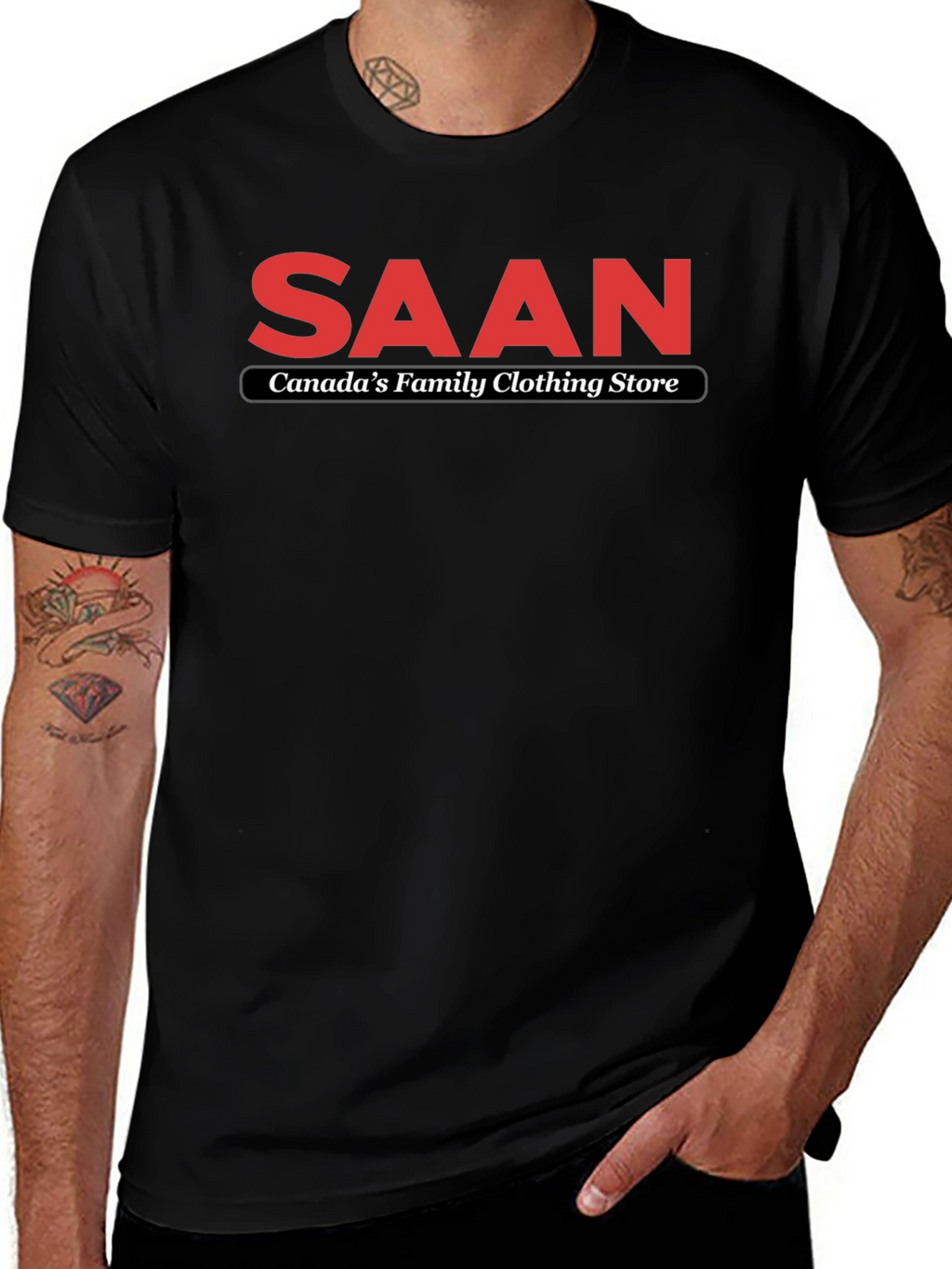 SAAN Canadas Family Clothing Store Black T-Shirt